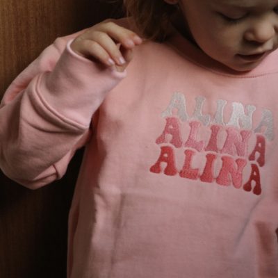 Embroidered Kids Crew Neck Sweaters created and personalised by Dale Raine in Cape Town